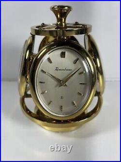 1950's Remembrance SWISS Brass 8 Day Weather Station Desk Clock READ