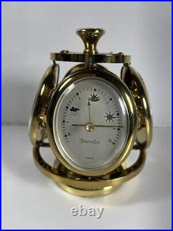 1950's Remembrance SWISS Brass 8 Day Weather Station Desk Clock READ