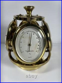 1950's Remembrance SWISS Brass 8 Day Weather Station Desk Clock READ