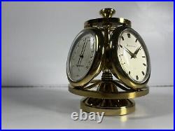 1950's Remembrance SWISS Brass 8 Day Weather Station Desk Clock READ