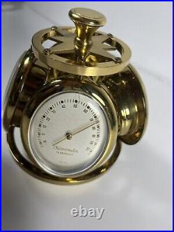 1950's Remembrance SWISS Brass 8 Day Weather Station Desk Clock READ