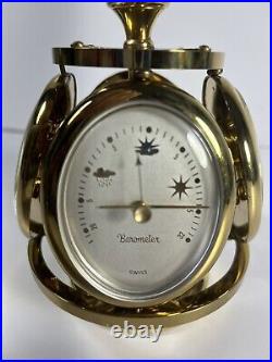 1950's Remembrance SWISS Brass 8 Day Weather Station Desk Clock READ