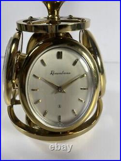 1950's Remembrance SWISS Brass 8 Day Weather Station Desk Clock READ