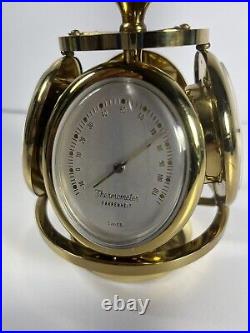 1950's Remembrance SWISS Brass 8 Day Weather Station Desk Clock READ