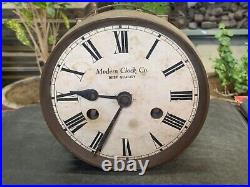 1950's Vintage Handcrafted Iron Metal Modern Clock Co. Alarm Clock Table Clock