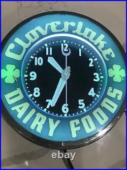 1950s Art Deco Glo Dial Cloverlake Dairy advertising Clock RARE