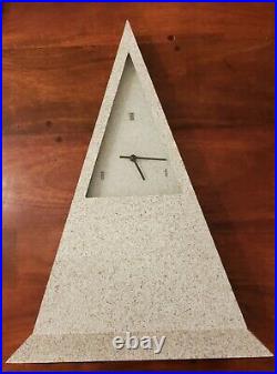 1980s Deco Revival Triangular Mantle Clock Empire Art Products Memphis Style
