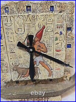 2001 Veranus Ancient Egyptian Desk Clock Amun Ra Hather Hieroglyphic God Goddess