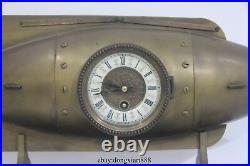 22 European Retro Bronze Marble Art Deco Submarine Model Mechanical Table Clock
