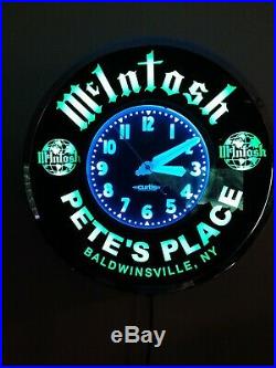 22 McIntosh Neon Clock By Curtis Pete's Place Baldwinsville, NY. ONE OF A