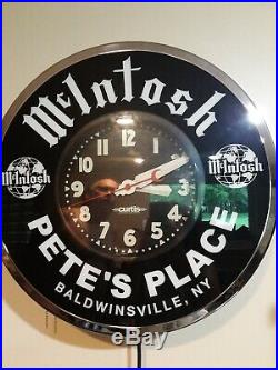 22 McIntosh Neon Clock By Curtis Pete's Place Baldwinsville, NY. ONE OF A