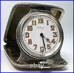 #2330 Vintage Sterling Silver Art Deco Travel/desk Clock Concord Watch Nr