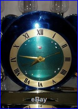 30's Art Deco Telechron Electric Clock Mirror Lamps Jacques Bars Luxor Set RARE