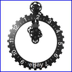 3D Modern Large Wall Art Rotary Gear Clock Mechanical Calendar Decor Black