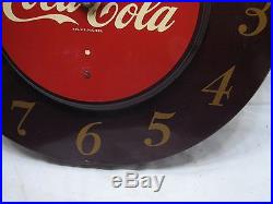 50s Vintage Coca-Cola Art Deco Advertising Clock Sign Coke 18 Round