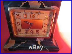 8 Day Swiss Clock 15 Jewel Concord Mvt, Heffern Neuhoff-art Deco Period. Marble