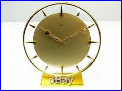 A Big Art Deco Bauhaus Golden Brass Desk Clock Junghans Meister Germany