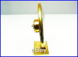 A Big Art Deco Bauhaus Golden Brass Desk Clock Junghans Meister Germany