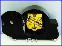 A Dream In Black Art Deco Junghans Chiming Mantel Clock With Pendulum