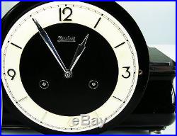 A Dream In Black Art Deco Junghans Chiming Mantel Clock With Pendulum