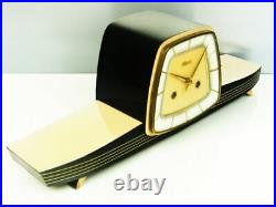 A Dream In Black Later Art Deco Chiming Mantel Clock Hermle Black Forest