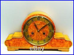 A Dream In Wood Art Deco Junghans Chiming Mantel Clock With Pendulum