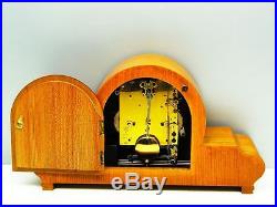 A Dream In Wood Art Deco Junghans Chiming Mantel Clock With Pendulum