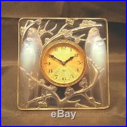A Very Good Art Deco Rene Lalique, Inseparables, Glass Mantle Clock