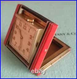 A stunning Rare ART DE'CO 1920s Red & Black 8 days Travel Clock by Tiffany & Co