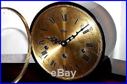 Antique Running Art Deco German 8 Hammer Triple Chime Linden Curvy Mantel Clock
