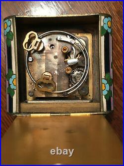 ANTIQUE VINTAGE 1920's ART DECO CLOISONNE ALARM CLOCK DOXA SWISS