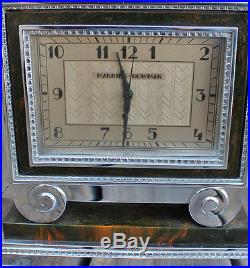ANTIQUE Vintage Machine Age Art Deco Chrome & Catalin Manning Bowman Clock