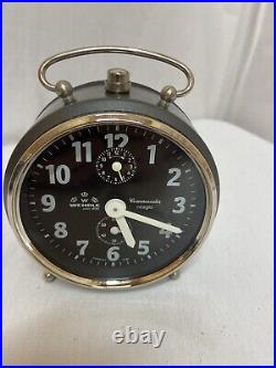 ANTIQUE WEHRLE COMMANDER NITEGLO MECHANICAL LUMINOUS DIAL ALARM CLOCK 50's