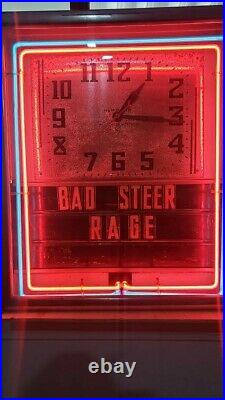 ART DECO 1930's Vintage Neon Clock by Hammond 2 color neon Red & Blue Withad-space