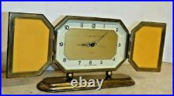 ART DECO NOUVELLA GERMANY 8 Day Desk Boudoir Clock Working Mid-Century + Alarm