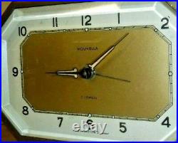 ART DECO NOUVELLA GERMANY 8 Day Desk Boudoir Clock Working Mid-Century + Alarm