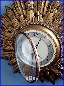 ART DECO Period 19 Sunburst Sun Ray Gilt Gessop Smiths Sectric Wall Clock 1930s