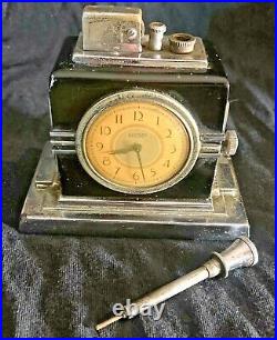 ART DECO RONSON CLOCK (Large Face) TOUCH TIP LIGHTER Figure 190 Very Rare