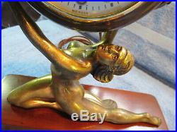 ART DECO Vintage NUDE WOMAN Figural SESSIONS MasterCrafters Mantle CLOCK