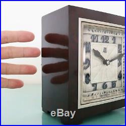 ATO LEON HATOT Mantel Antique Clock ART DECO BAKELITE 1930s ELECTRIC SILVER Dial