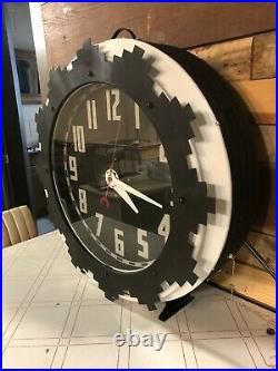 Advertising Clock with Aztec Motif by Electric Neon Clock Co. Art Deco Style