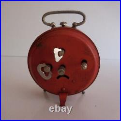 Alarm Clock Clockwork Mechanical Vintage Art Deco 1950 France Design 20th N4386