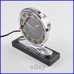 Alte Tischuhr Uhr elektrisch & schwenkbar Marmor Vintage Clock Art Deco