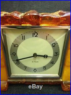 Amber Art Deco Table Clock SBM Company Prussia Pre 1945