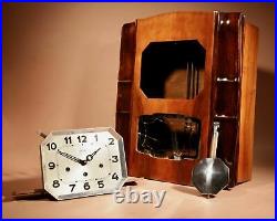 An Art Deco Westminster Girod Carillon Walnut and Fruit Wood Wall Clock French c