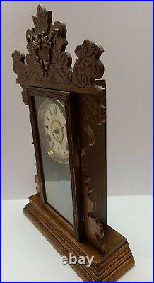 Antique 1800's E. N. WELCH'Materna' Victorian Oak Parlor Mantel Kitchen Clock