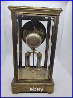 Antique 1800's S. MARTI French Victorian Brass & Glass Crystal Regulator Clock