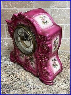 Antique 1898 Rare Art Deco Waterbury Porcelain Parlor Mantle Clock #101 (69)