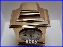Antique 1912 CHELSEA'Windsor' Large Polished Brass 15.5 Mantel Shelf Clock