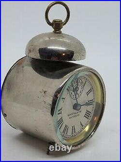 Antique 1918 WATERBURY Wasp Alarm Top Bell Nickel Peg Leg Ring Top Alarm Clock